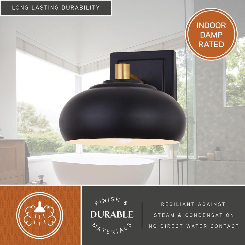 Vaxcel Belmont 1-Light Bathroom Vanity in Matte Black and Satin Brass, , large
