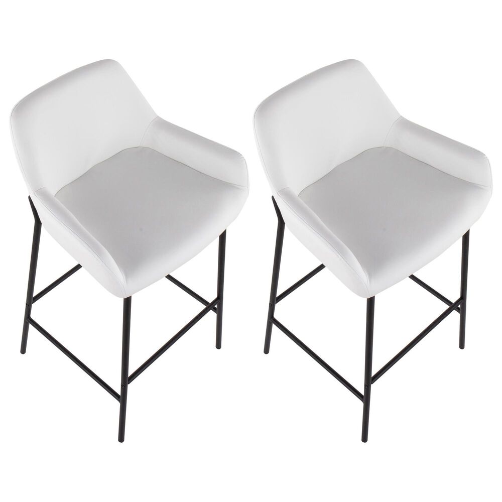 LumiSource Daniella Bar Stool with White Upholstery in Black (Set of 2), , large