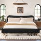 Jennifer Taylor Home Roman King Platform Bed with Ebony Black Upholstered in Natural Whitewashed, , large