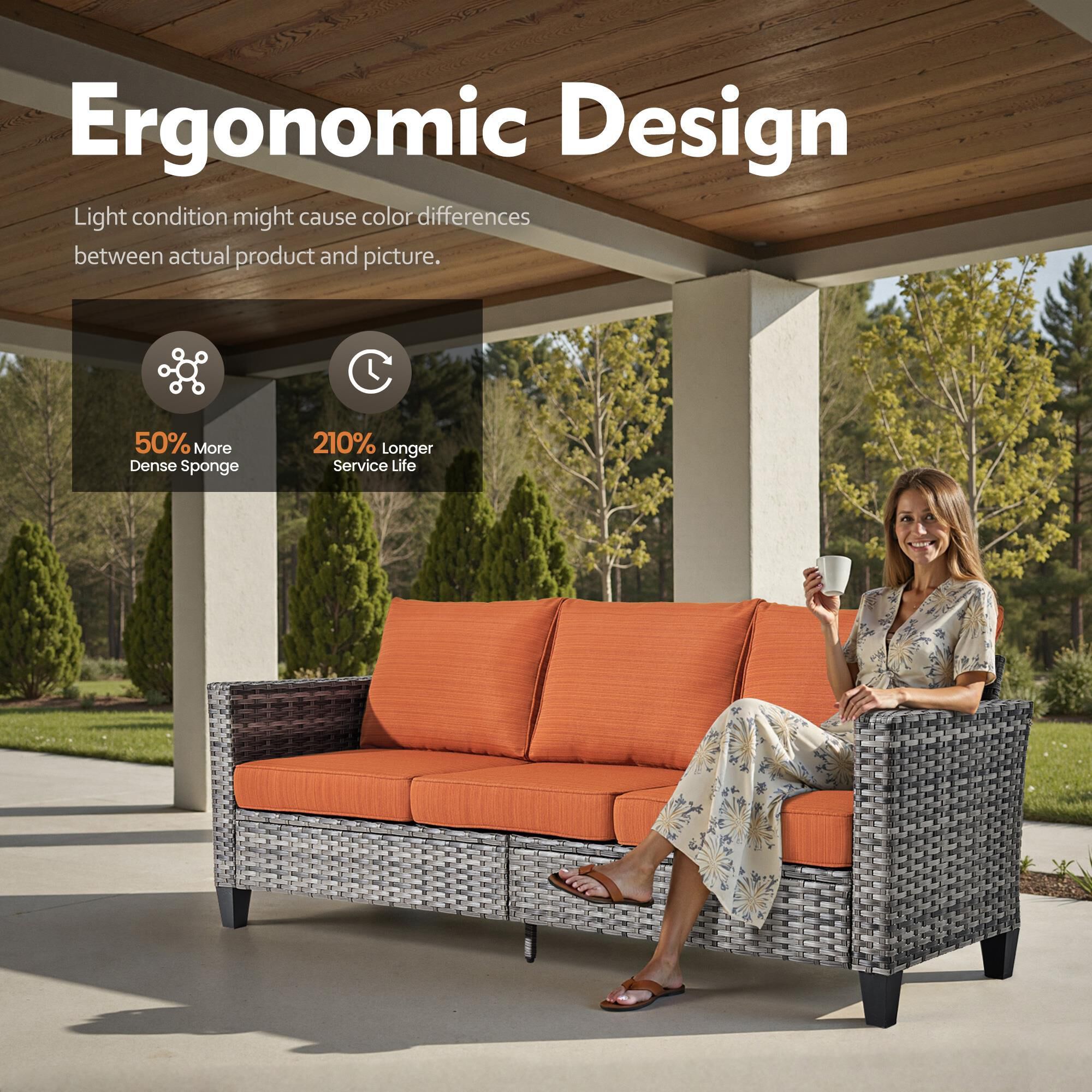HOMLUX 9-Piece Patio Furniture Set in Orange