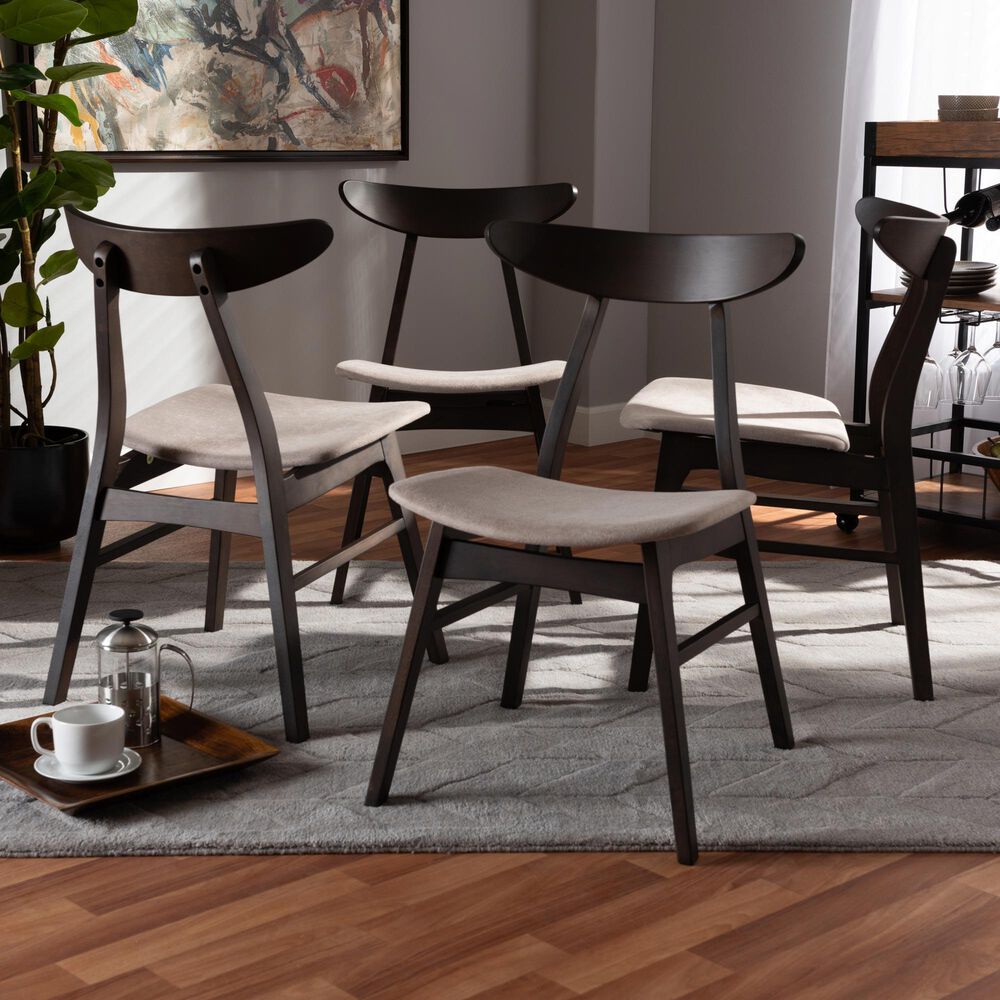 Baxton Studio Britte Side Chair with Beige Cushion in Dark Oak Brown (Set of 4), , large