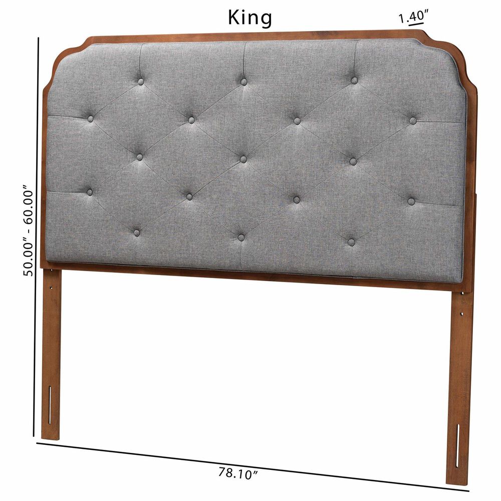 Baxton Studio Shanti King Panel Headboard in Walnut Brown, , large