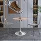 Leisuremod LeisureMod Verve Collection 27 Round Dining Table, Brushed Chrome Base with Light Natural Wood MDF Top, , large