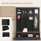 HOMLUX 8-Hook Hall Tree with Entryway Bench in Black and Walnut, , large