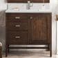 James Martin Vanities Addison 36" Single Bathroom Vanity in Mid-Century Acacia with Single Hole 3 cm White Zeus Quartz Top and Rectangular Sink, , large