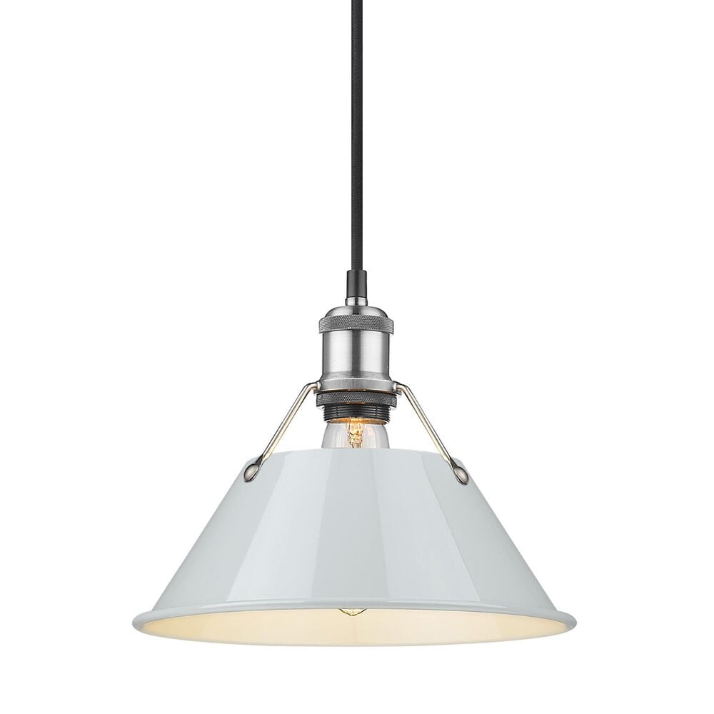 Golden Lighting Orwell 1-Light Medium Pendant with Dusky Blue Shade in Pewter, , large