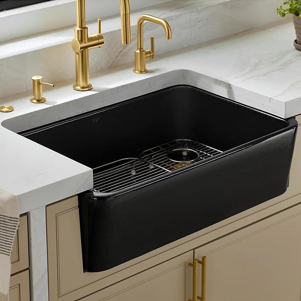Kohler Ironridge 34" Undermount Single-Bowl Farmhouse Kitchen Sinks in Black, , large