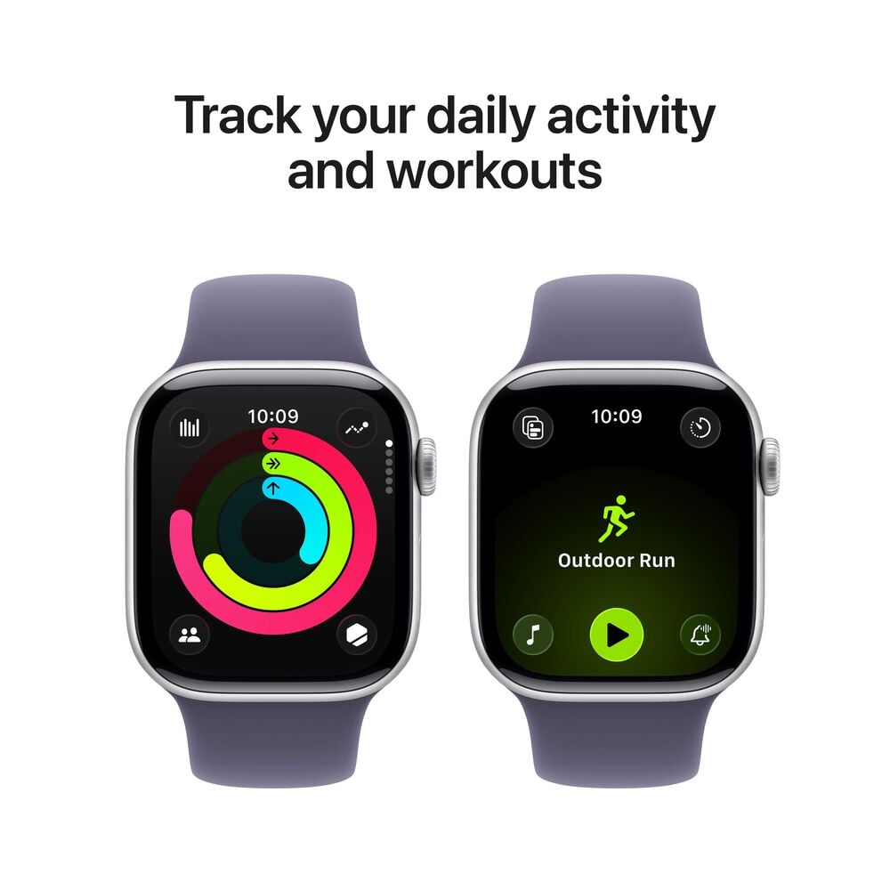 Apple Watch Series 11 &#40;GPS+Cellular&#41; 42mm Silver Aluminum Case with Purple Fog Sport Band - M/L - Silver - &#40;2025&#41;&#40;Pre-Order&#41;, , large
