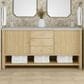 James Martin Vanities Marigot 72" Double Bathroom Vanity in Sunwashed Oak with 3 cm Eternal Jasmine Pearl Quartz Top, Rectangular Sinks and FreePower Wireless Charger, , large