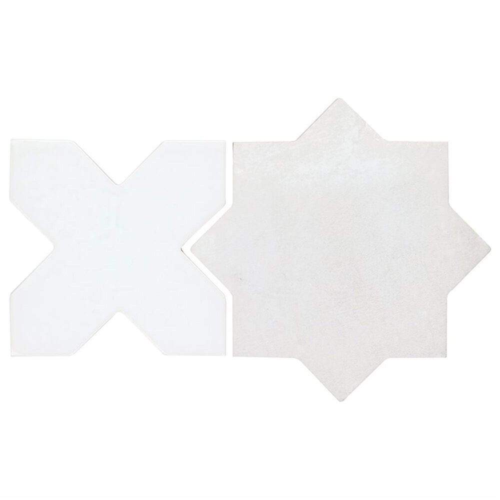 Soho Studio Malta White Star Matte and Cross Polished 6" x 6" Porcelain Tile Kit, , large