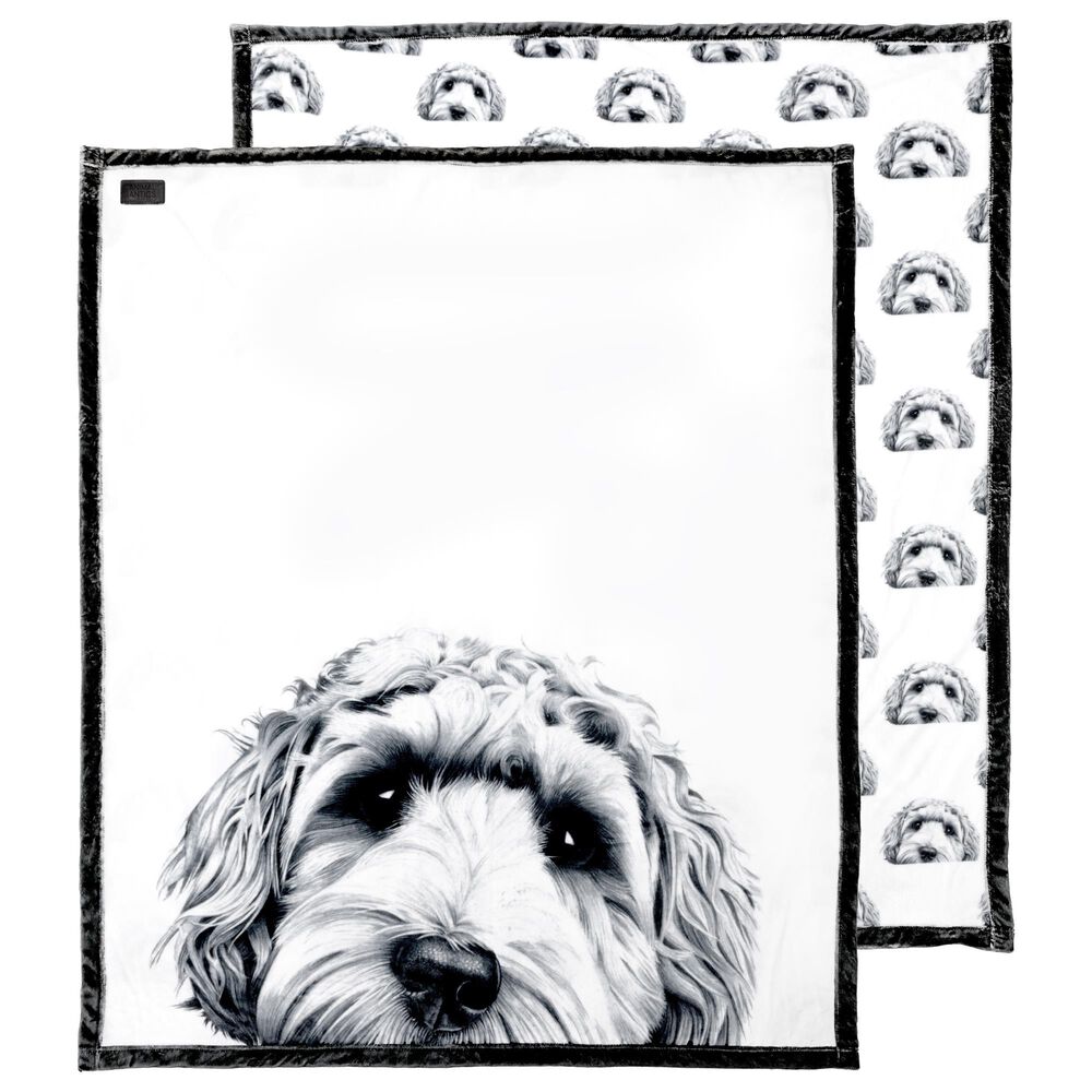 Pavilion Animal Antics Dog Royal Plush Blanket in White, , large