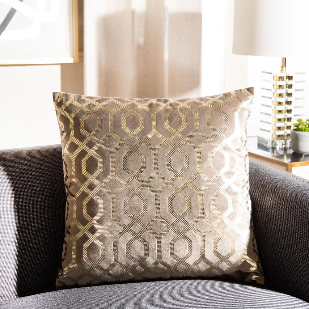Safavieh Krema 18" Pillow in Dark Taupe, , large