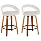 LumiSource Grotto Swivel Counter Stool with White Velvet Upholstery in Walnut Wood and Black (Set of 2), , large