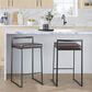 Lumisource Fuji Stackable Counter Stool with Brown Faux Leather Cushion in Black (Set of 2), , large