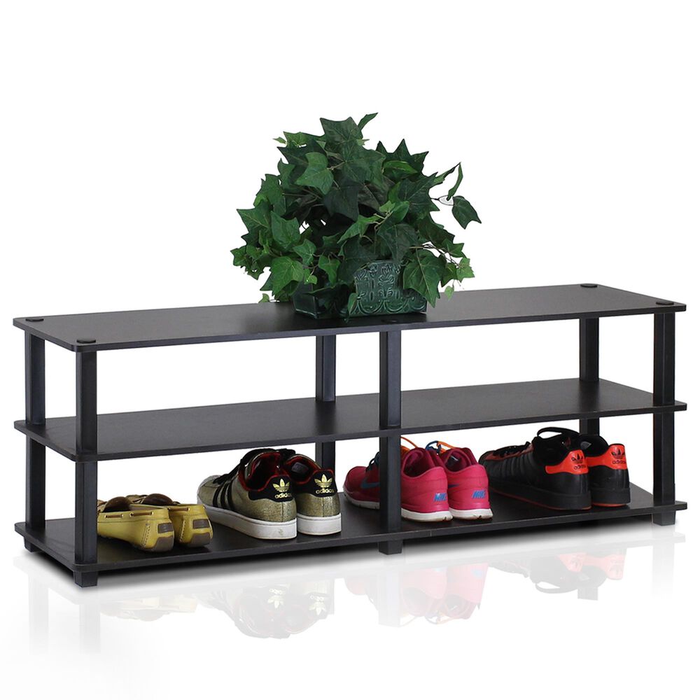 HOMLUX 3-Tier Shoe Rack in Espresso and Black, , large