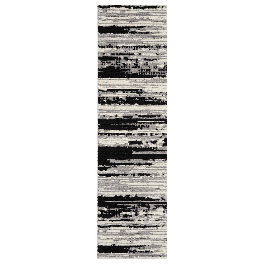 Nourison Zermatt ZER02 2"2" x 7"6" Ivory and Charcoal Runner, , large