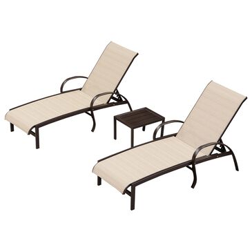 HOMLUX 3-Piece Patio Chaise Lounge Set in Light Khaki, , large