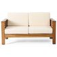 Hearth and Haven 2-Piece Patio Conversation Set with Cream Cushion in Teak, , large
