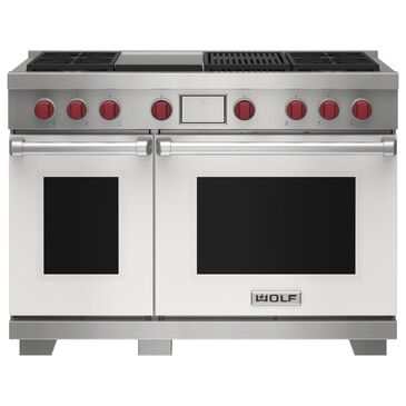 Wolf Appliances 7.8 Cu. Ft. Freestanding Dual Fuel Range with Natural Gas and French Top in White, , large