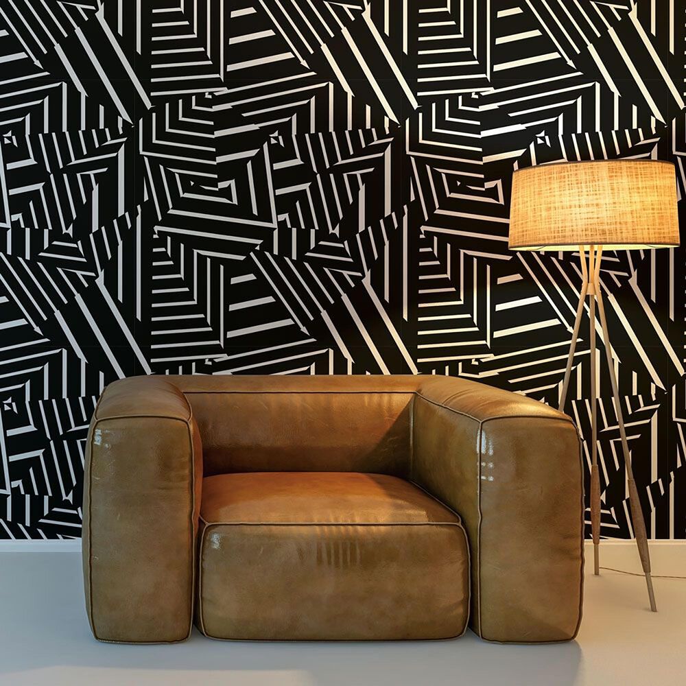 Tempaper Bobby Berk Dazzle Black & White Peel and Stick Wallpaper, , large