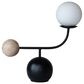 Teak Interiors Metal Table Lamp with Frosted Glass Globe, Wood Orb, Inline Switch in Matte Black and Patina, , large