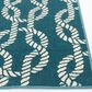 Central Oriental Terrace Tropic Sailors Knot 5" x 7"3" Turquoise and Snow Area Rug, , large