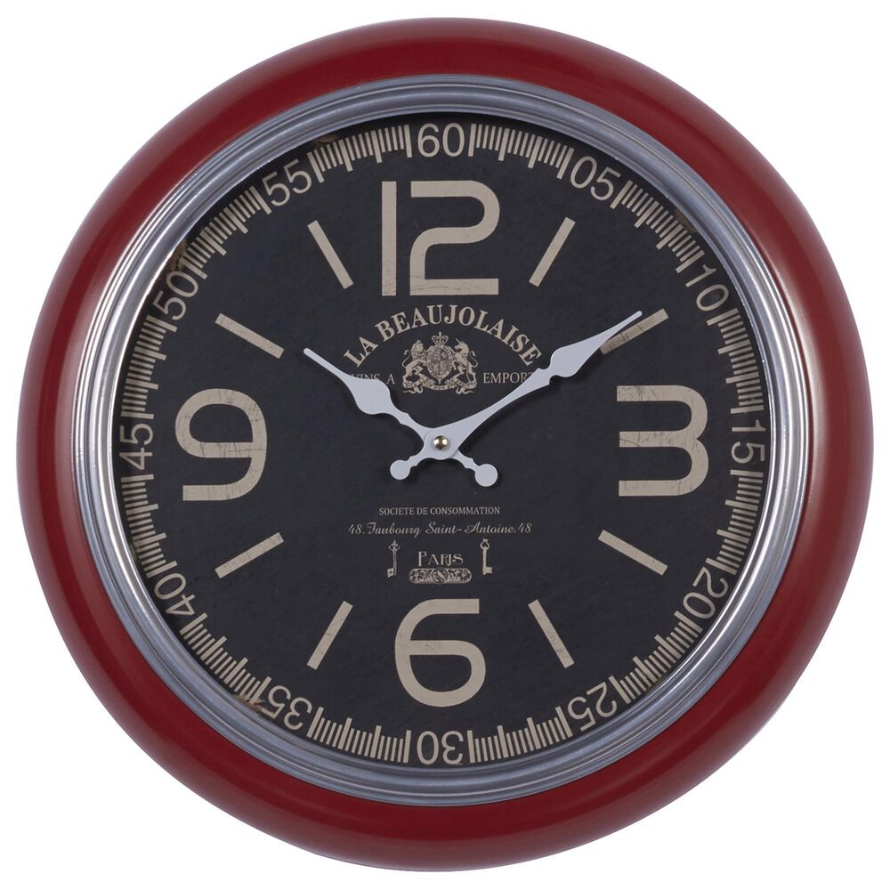 Maple and Jade 17" Wall Clock in Brick Red, , large