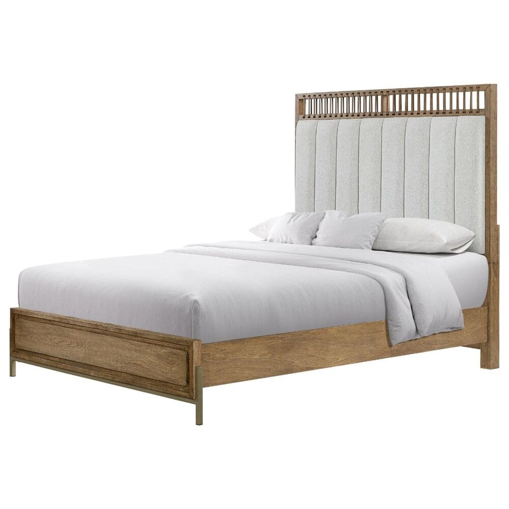 Sterling Timber Elure 5 Piece King Upholstered and Strap Panel Bedroom Set in Latte, , large