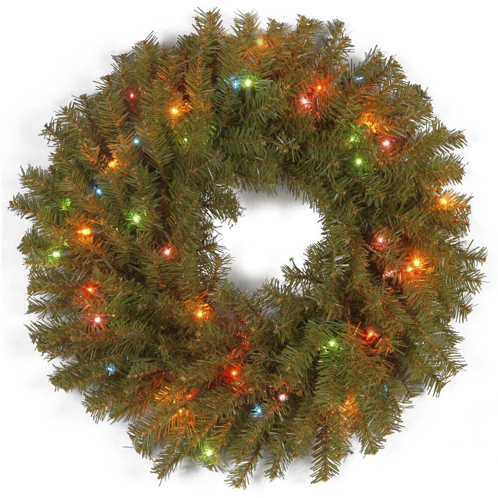 National Tree 24" Norwood Fir Wreath with Multicolor Lights, , large