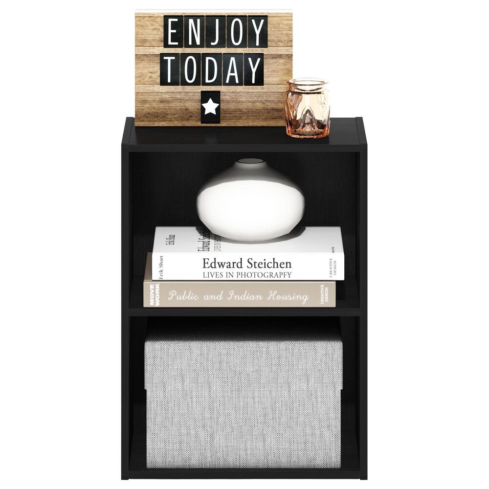 HOMLUX 2-Tier Cube Compact Storage Shelf Organizer Bookcase in Blackwood, , large