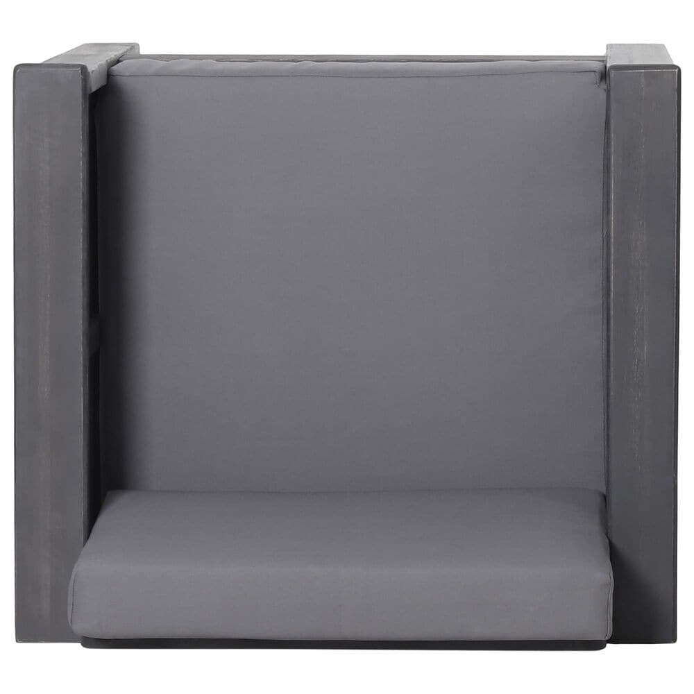 Hearth and Haven Outdoor Acacia Wood Club Chair with Dark Gray Cushions in Gray, , large
