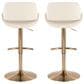 LumiSource Fabrico Swivel Adjustable Bar Stool with Cream Faux Leather Upholstery and Rounded T Footrest in Gold (Set of 2), , large