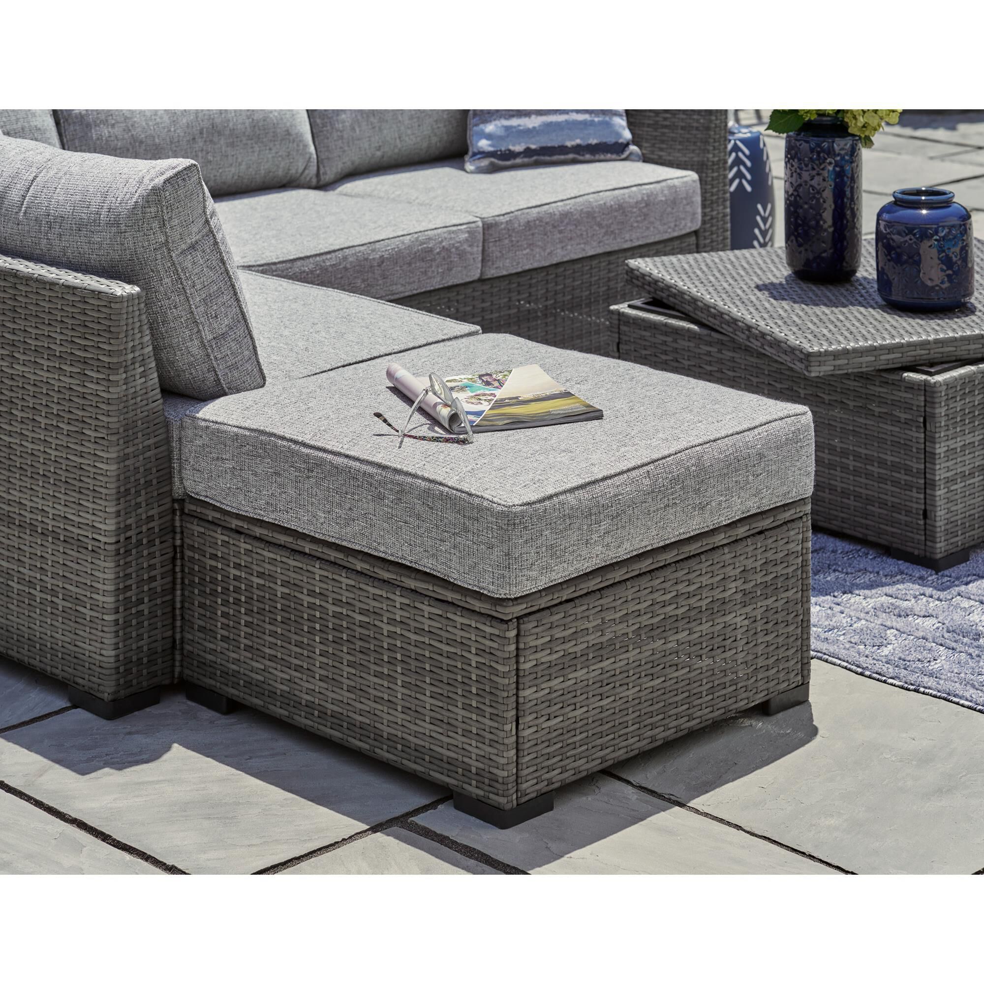 Ashley Petal Road 4-Piece Patio Sectional Set in Gray