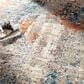 Surya Pune Deep Teal, Sky Blue, Light Beige, Tan, Dark Brown and Burnt Orange 6"7" x 9"6" Area Rug, , large