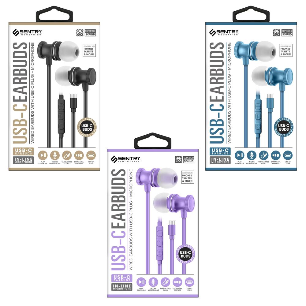 Sentry Assorted USB-C Earbuds, , large