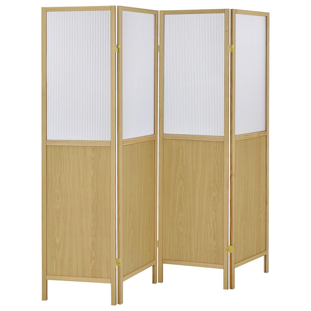 Coaster Mattison 4-Panel Room Divider Folding Shoji Screen in Natural and Soft White, , large
