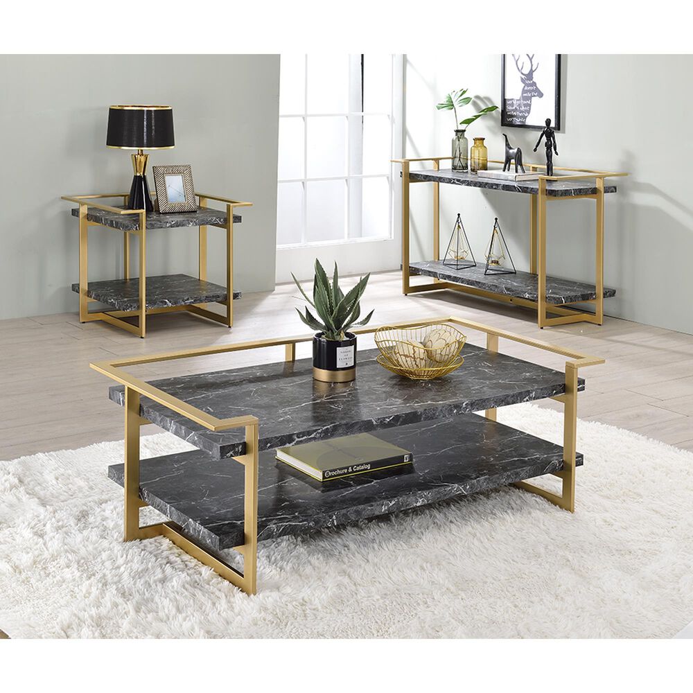 Furniture of America Magee Coffee Table Set in Black and Gold &#40;Set of 2&#41;, , large