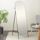 Maple and Jade 66" Metal Foldable Oval Floor Mirror in Black, , large