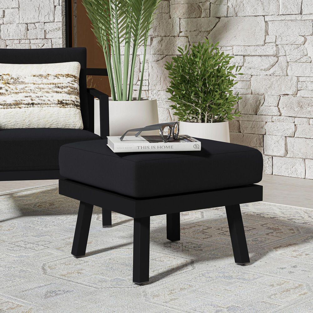 Linon Home Decor Holland Patio Ottoman in Black, , large
