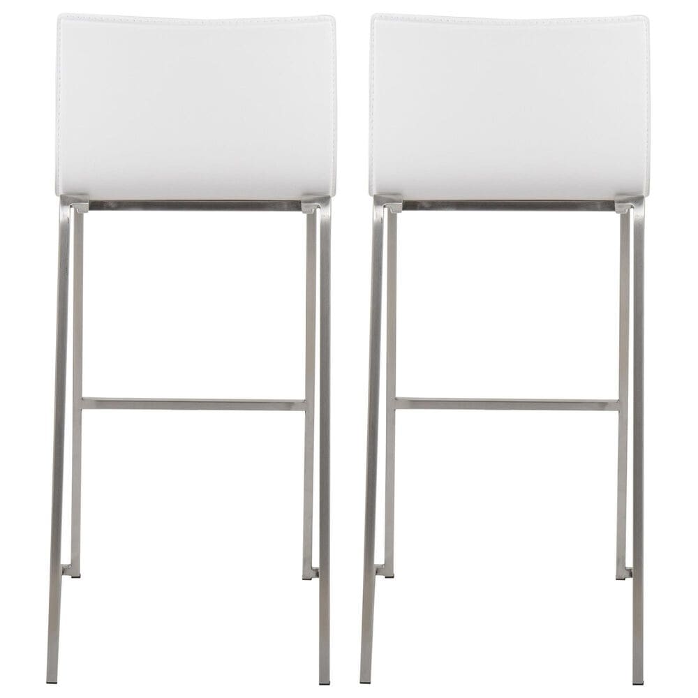 Lumisource Mara Barstool with White Cushion in Stainless Steel &#40;Set of 2&#41;, , large