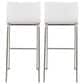 Lumisource Mara Barstool with White Cushion in Stainless Steel (Set of 2), , large