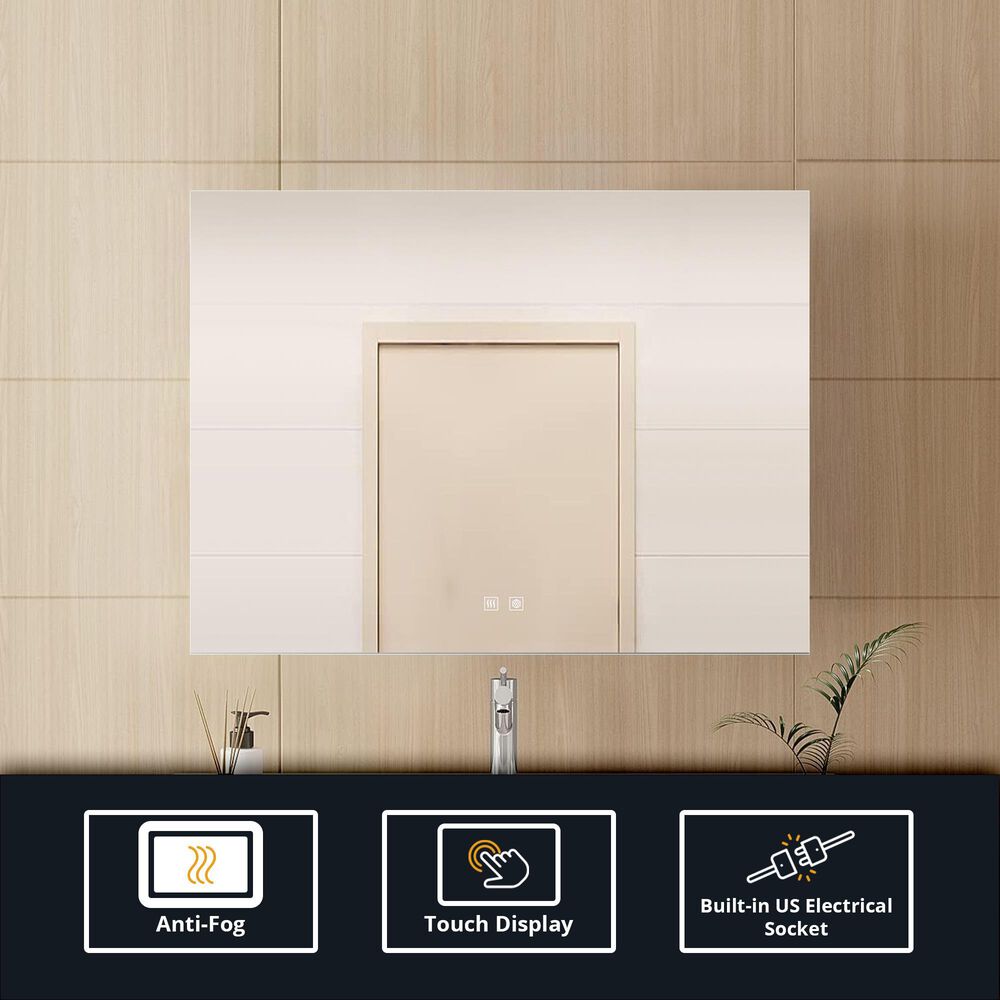 Lexora Home Vellum 32" x 24" LED Vanity Mirror, , large
