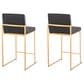 Lumisource Fuji High Back Counter Stool with Black Faux Leather Cushion in Gold (Set of 2), , large