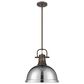 Golden Lighting Duncan 1-Light Pendant with Rod and Chrome Shade in Rubbed Bronze, , large