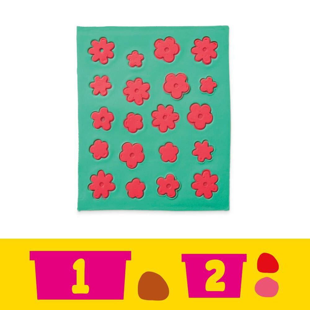 PlayDoh Barbie Florals and Fringe Doll Set with Three Modeling Doughs in Red, Brown and Pink, , large