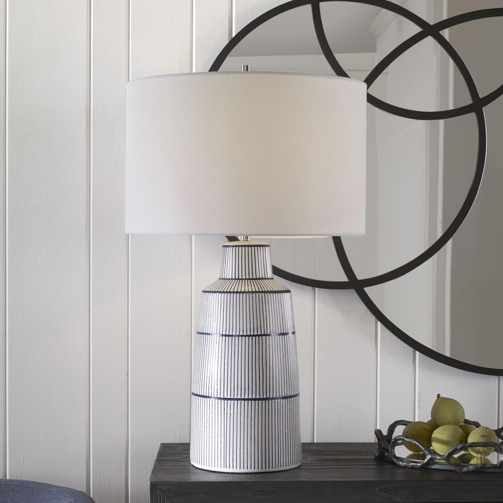 Uttermost Breton Table Lamp in White and Navy Blue, , large