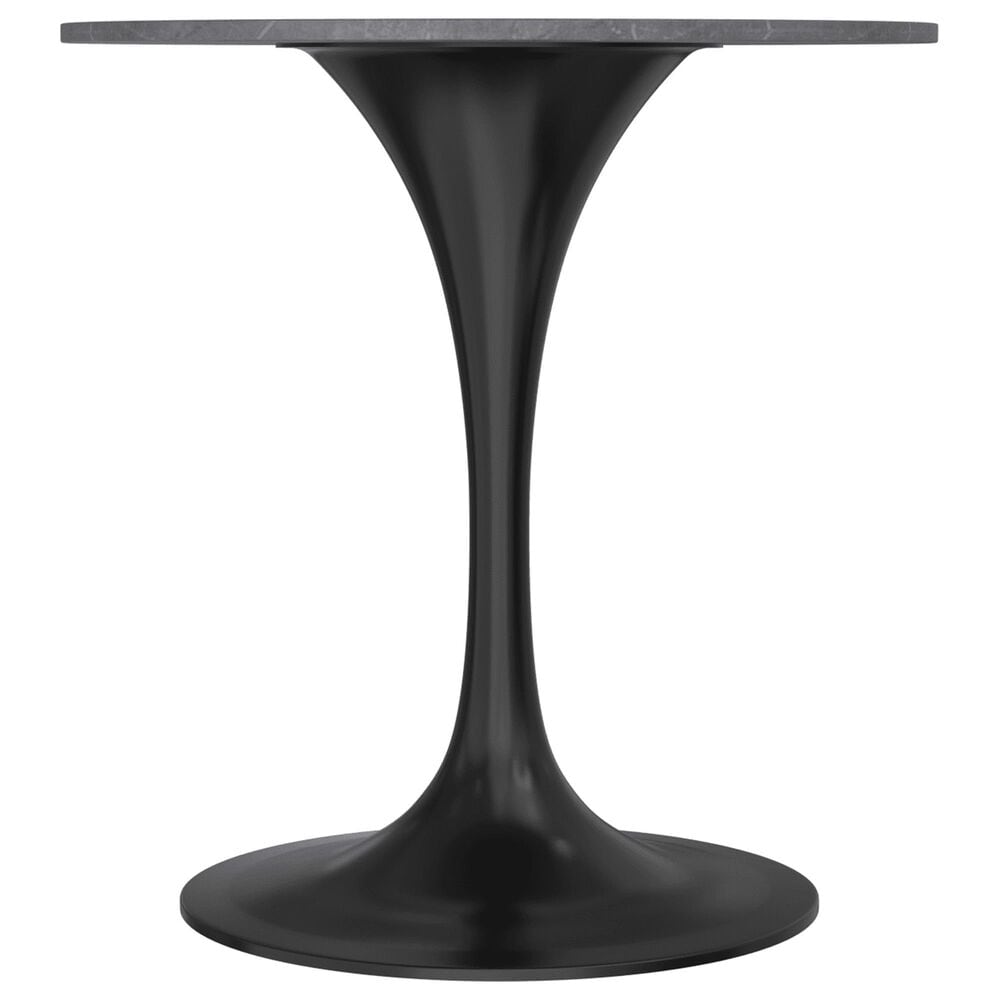 Leisuremod LeisureMod Verve Collection 27 Round Dining Table, Black Base with Sintered Stone Grey Top, , large