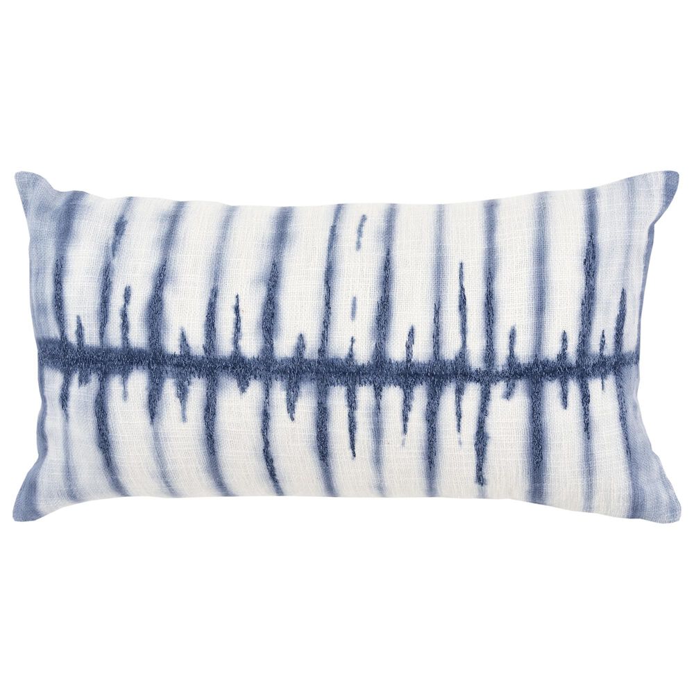 Rizzy Home 14" x 26" Down Filled Lumbar Pillow in Ivory and Blue, , large