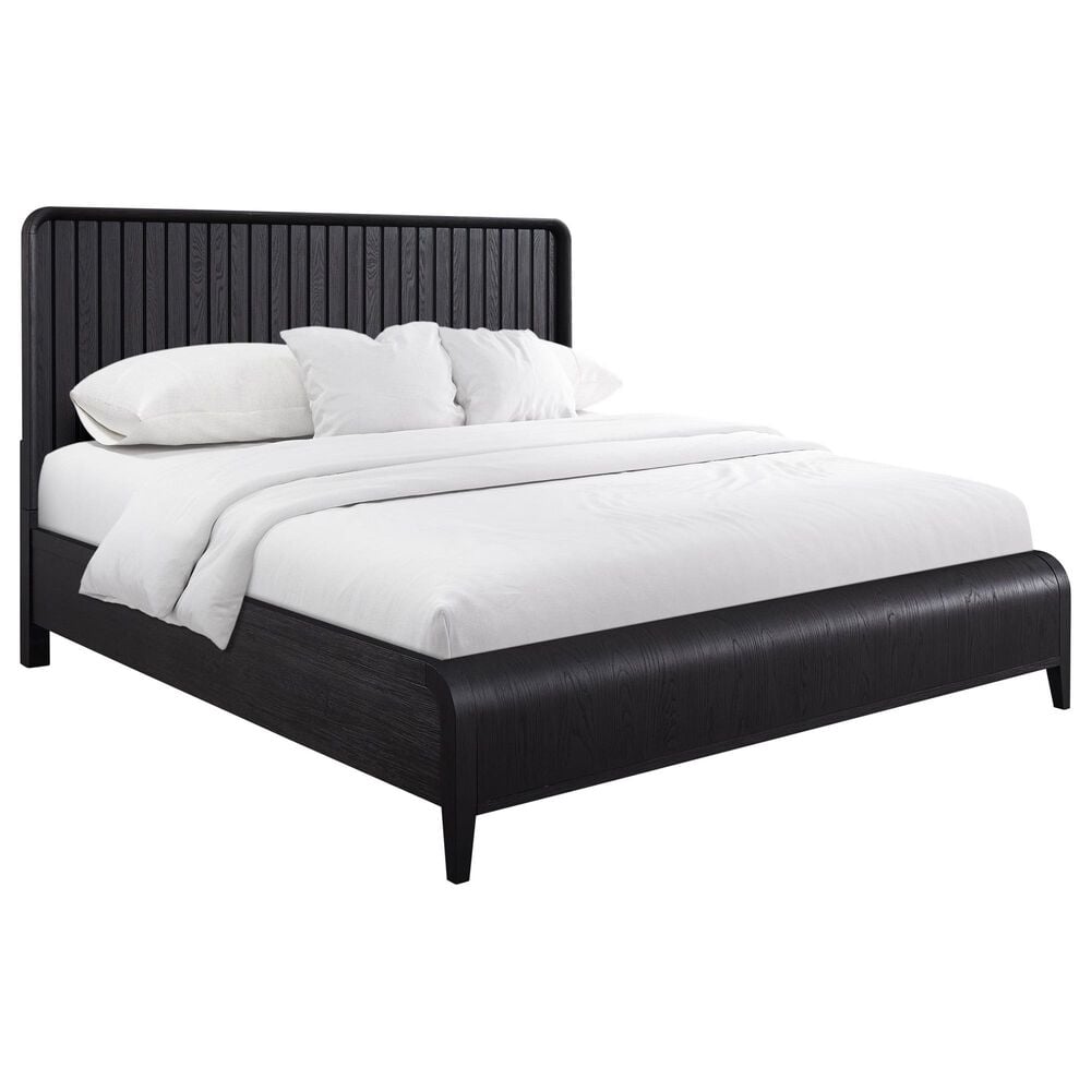 Sterling Timber Elure Queen Waterfall Panel Bed with 2 Nightstands in Peppercorn, , large