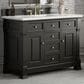 James Martin Vanities Brookfield 48" Single Bathroom Vanity in Black Onyx with 3 cm Ethereal Noctis Quartz Top and Rectangular Sink, , large